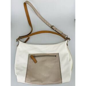 Fossil Vickery Shoulder Bag Crossbody Hobo Purse Leather Cream Colorblock ZB6459